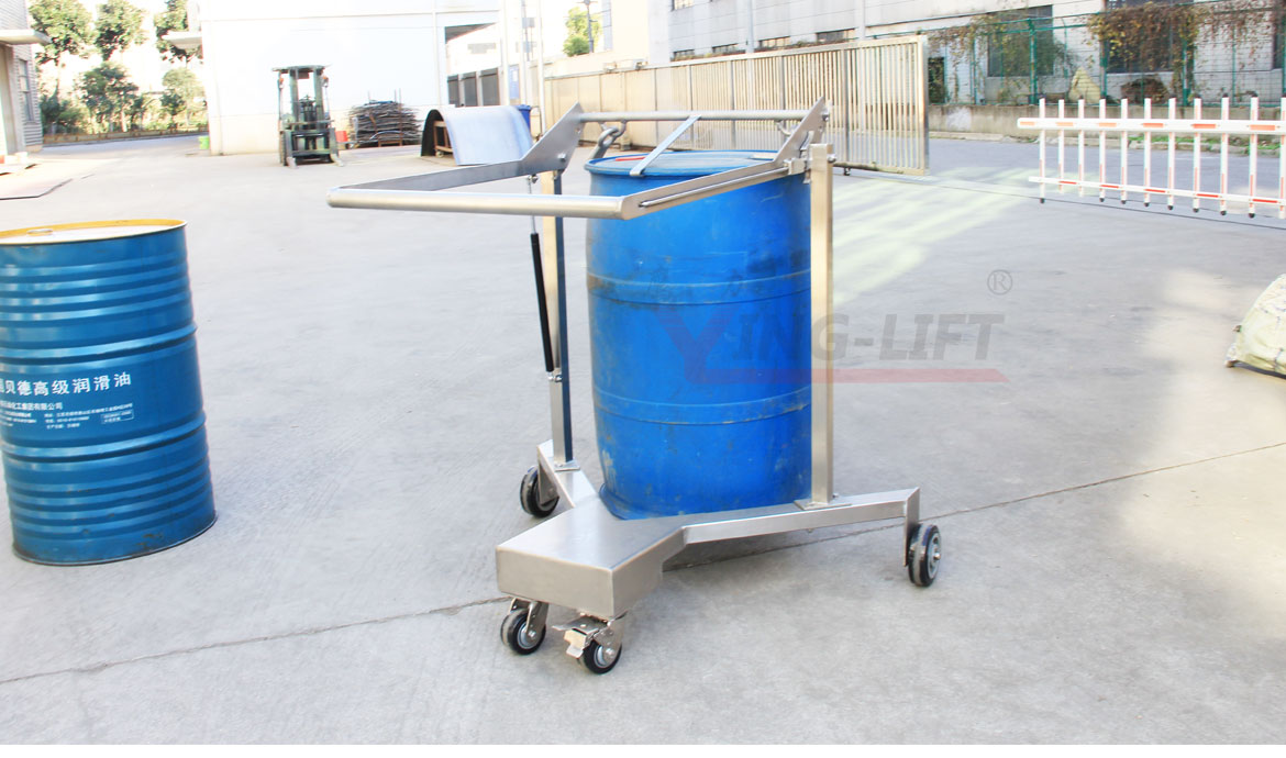 不銹鋼機(jī)械式油桶搬運車
